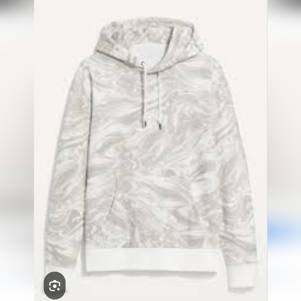 Old Navy Gender Neutral White and Gray Patterned Hoodie Sz L